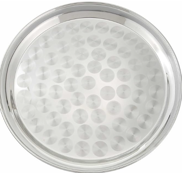 Winco STRS16 Service Tray 16 Inch Stainless Steel Swirl Pattern Durable and Elegant Design