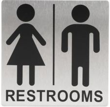 B12 Sign Women/Men Restroom 5 In X 5 In