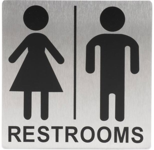 Tablecraft B12 Women/Men Restroom Sign 5 In X 5 In Stainless Steel