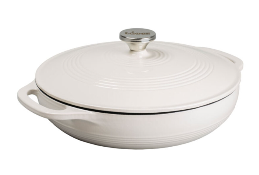 Lodge EC3CC13 Casserole 3.6 Qt Capacity Enamel Cast Iron White