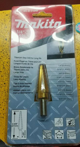 Makita Tools 2014TF15PER Step Drill Bit 3/8 In Straight Flute 1/4-3/4
