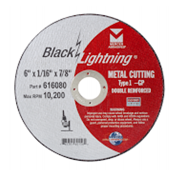 Mercer Abrasives 616080 Thin Cut Off Wheel 6 X 1/16 X 7/8 In Black High Speed Type 1