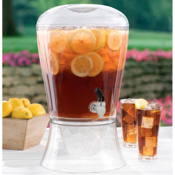 Creative Bath Products BEV08CLR Beverage Dispenser Tritan with Ice Cylinder and Fruit Infuser Clear