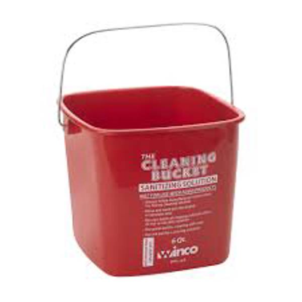 Winco PPL-6R Cleaning Bucket 6 Qt Red Sanitizing