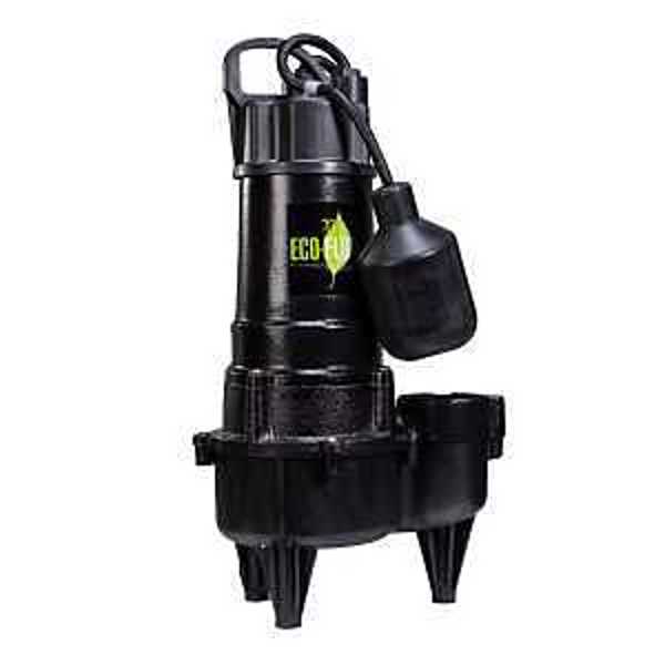 ECO-FLO RSE50W Sewage Pump 5700 Gal Capacity 1/2 HP 115V Cast Iron 1 In Outlet
