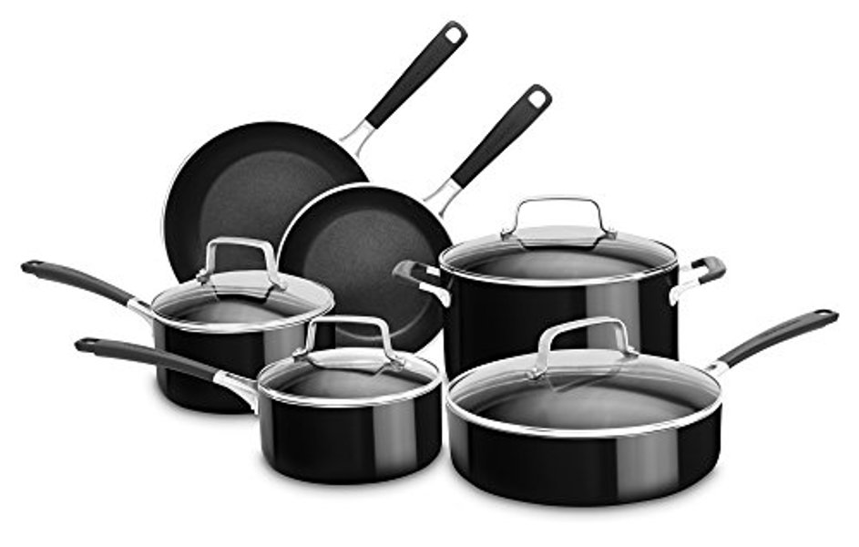 KitchenAid KC2AS10OB Cookware Set 10 Piece Aluminum Nonstick Onyx Black