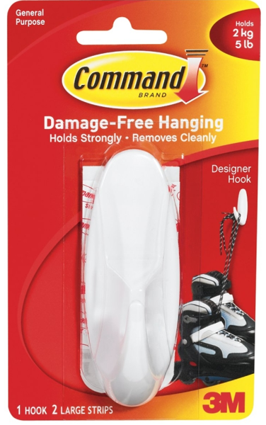 3M 17083 Large Designer Hook 3/4 In 5 Lb Capacity White