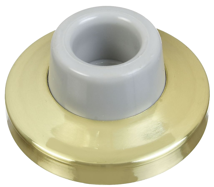 National Hardware N198-069 Door Stop 2.34 In Solid Brass with Plastic Anchor and Rubber Bumper Brass