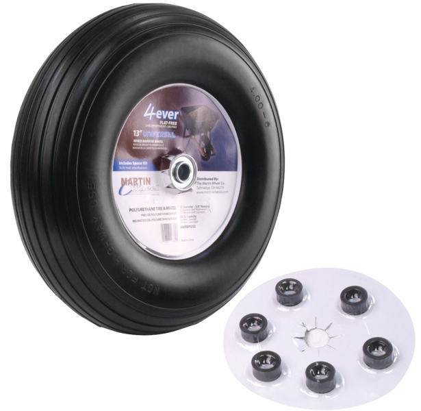 Martin Wheel 406RBPU32 Wheelbarrow 13 In Flat Free Ribbed Tread