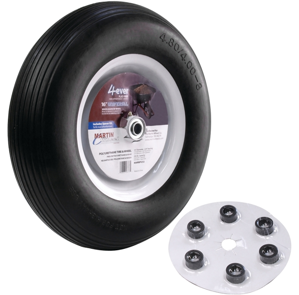 Martin Wheel 408RBPU32 Flat Free Wheelbarrow Wheel 16 In