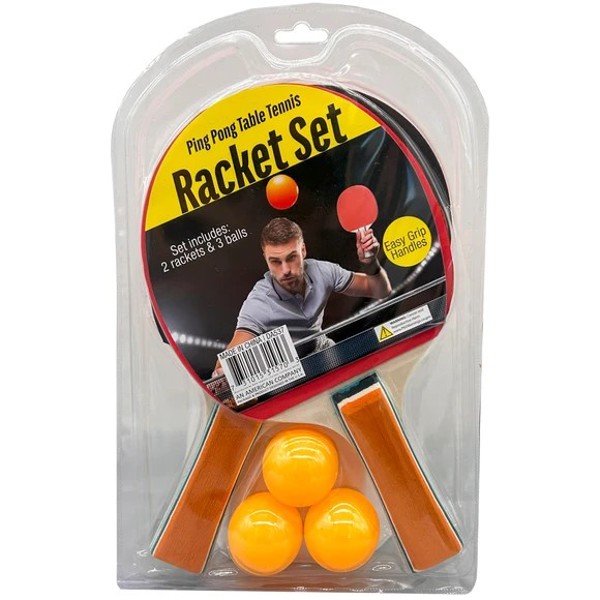 Kole Imports DA537 Table Tennis Racket Set with 3 Orange Balls Orange