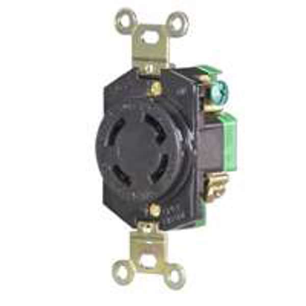 EATON-COOPER WIRING L1430R Single Receptacle 30A 125/250V Back and Side Wiring Black