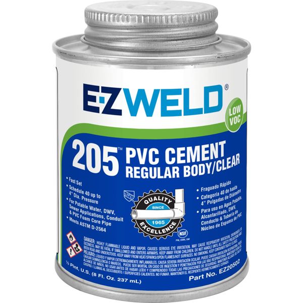 EZ Weld EZ30502N Clear PVC Cement 8 Oz Regular Body