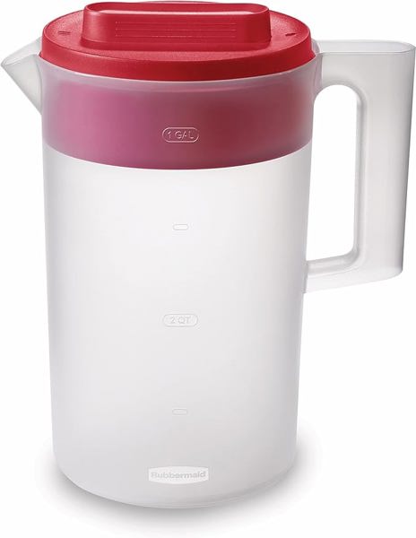 Rubbermaid RMAD-2122601 Pour Pitcher 1 Gal Multifunctional Lid Red