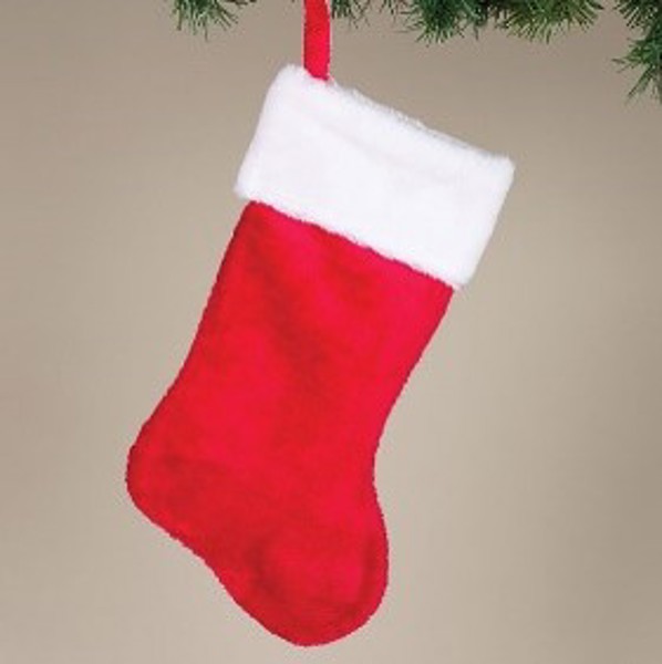 Gerson Company 198066 Red Plush Stocking 17 In with White Cuff