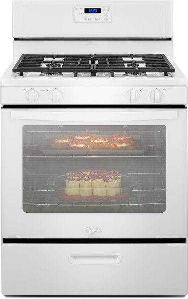 Whirlpool WFG320M0BW Gas Range 5.1 Cu Ft Capacity Two 15,000 BTU Front Burners One 9,500 BTU White