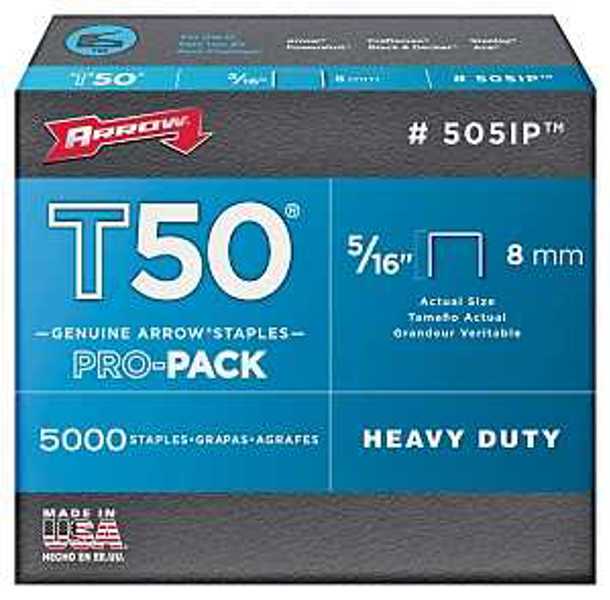 Arrow Fastener 505IP Heavy Duty Staples 3/8 Inch 5/16 Inch Steel