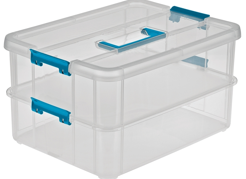Sterilite 14228604 Clear 2-Layer Tray Organizer with Handle