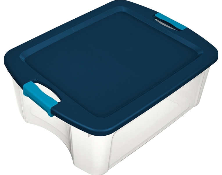 Sterilite 14449606 Storage Tote 12 Gal Clear Tru Blue