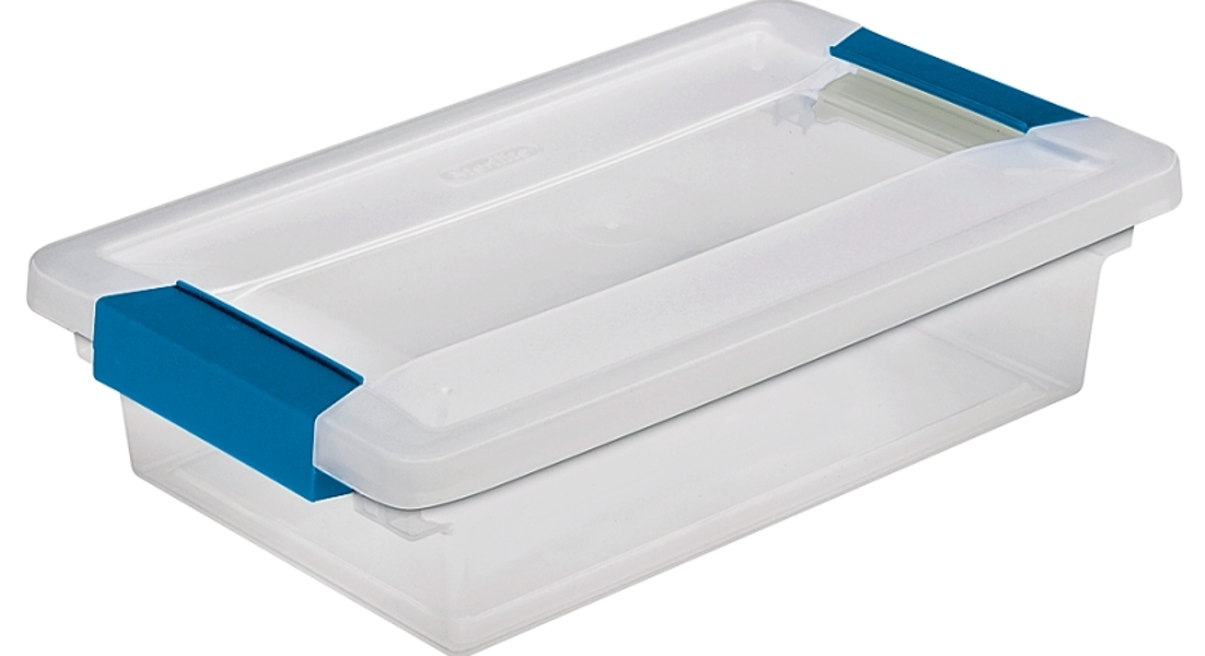 Sterilite 19618606 Small Clip Box  Plastic Clear with Blue Aquarium Latches