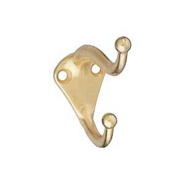 National Hardware N154-575 Coat Hook 35lb Capacity 2 Hook Zinc Brass Durable and Stylish
