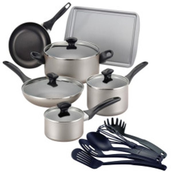 Farberware 21805 Cookware Set 15 Piece Dishwasher Safe Champagne