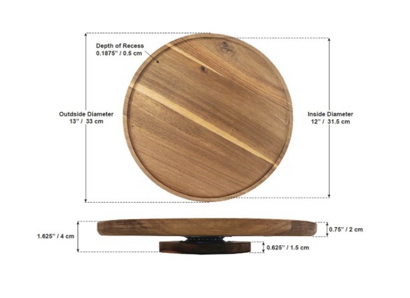 Tablecraft 11828 Acacia Lazy Susan 13 In Diameter 1-3/8 In Height