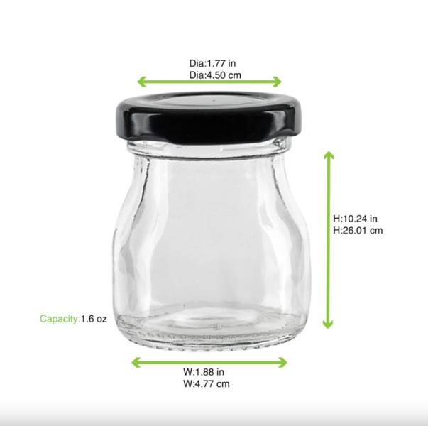 PacknWood 294VYOG51 Glass Jar 1.6 Oz Black Swist Cap