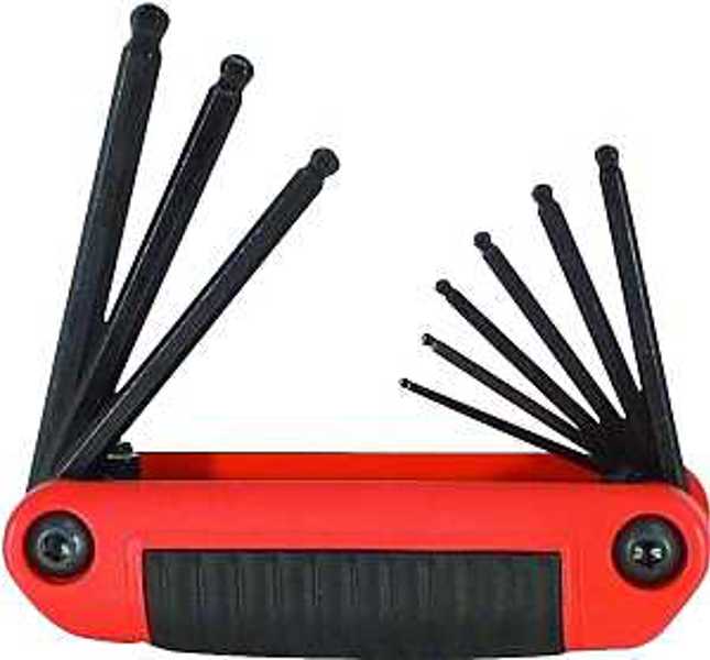 Eklind Tool 25919 Ball Med Hex Key Set 9 Piece Fold-Up Steel Black