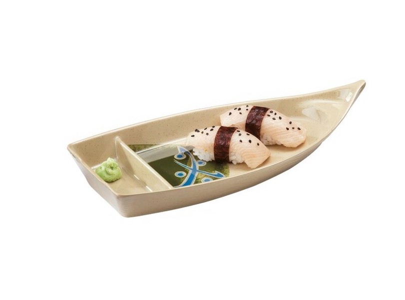 G.E.T 136 TD Boat Plate Sushi Melamine Clear 12 Inch Long Durable Lightweight