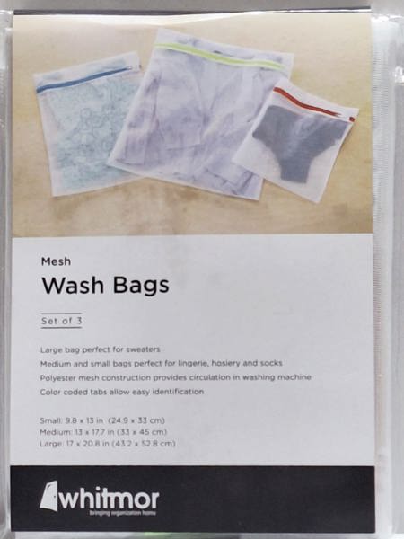 Whitmor Inc 6505-4362 3 Piece Color Coded Wash Bag Set