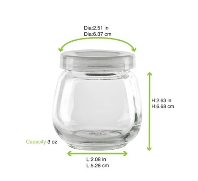 PacknWood 294VYOD100 Glass Jar 3.5 Oz with Plastic Cap