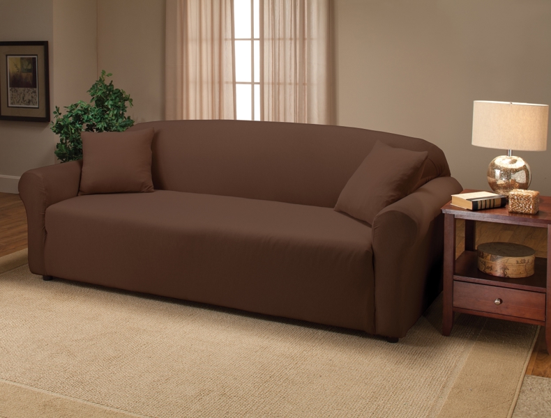 MADISON JER-SOFA-BN Sofa Slipcover Brown Stretch Jersey Knit