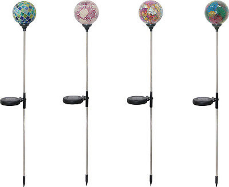 Alpine Corporation SLC108A Mosaic Globe Stake Solar LED Garden