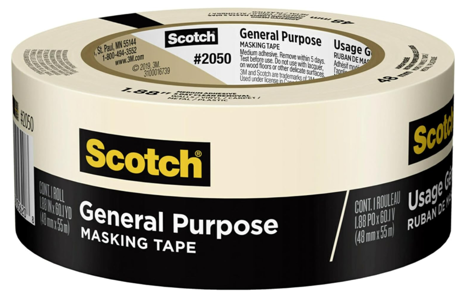 3M 2050-48A Masking Tape 2 In X 60 Yd Beige Crepe Paper Backing Rubber Adhesive
