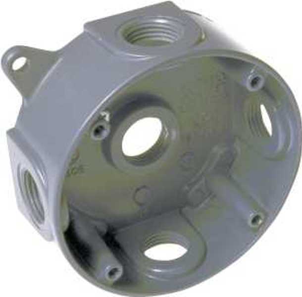 Hubbell Electrical Products 5361-5 Weatherproof Box 4 In Round Splice Box 5 Outlet Threaded