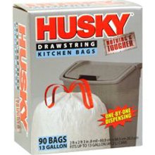 HK13DS090W 13 Gal Kitchen Drawstring Trash Bag