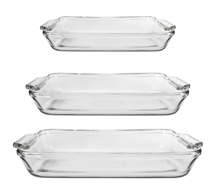 Anchor Hocking 81235L20 Baking Dish Set of 3 Clear Glass Oven Safe