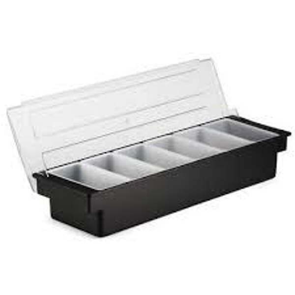 6-COMPT Tablecraft 102 Condiment Holder 6 Compartment Black