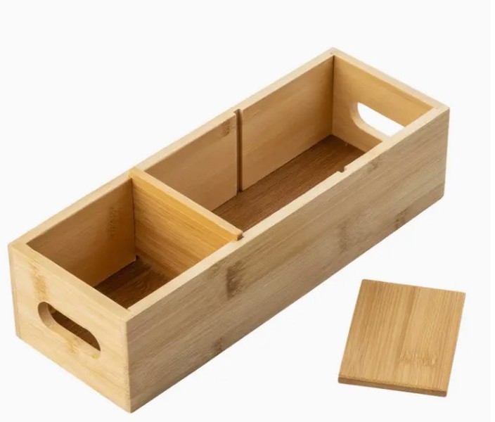 Tablecraft 12559 Bamboo Tea Bag Holder 3 Compartments