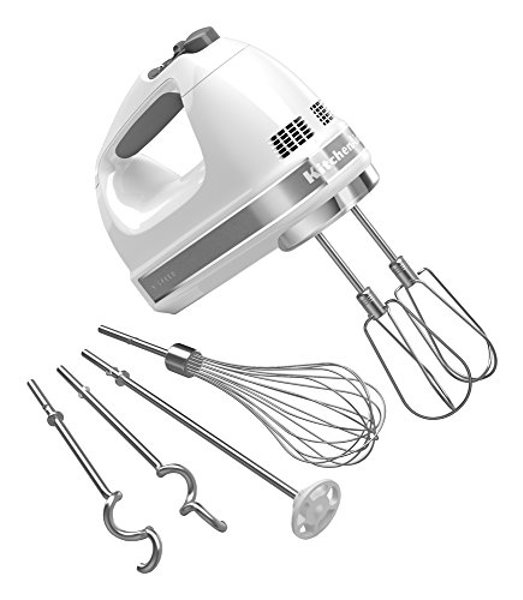KitchenAid KHM926WH 9-Speed Digital Hand Mixer Turbo Beater II Accessories Pro Whisk White