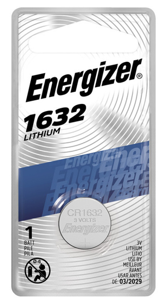 Energizer ECR1632BP Coin Cell Battery 3 Volt Lithium Manganese Dioxide 130mAh