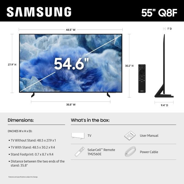 Samsung QN55Q8F 55 Inch QLED Smart TV 2025 Vision AI