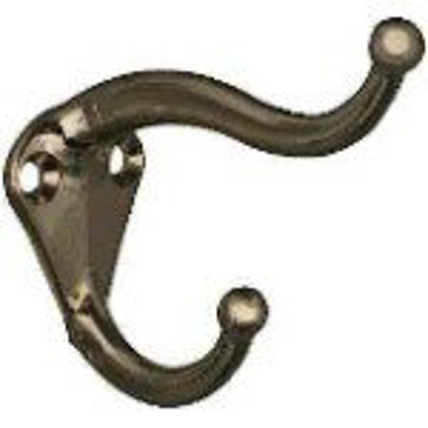 National Hardware N243-709 Coat and Hat Hook 35 Lb Capacity 2 Hooks Zinc Nickel