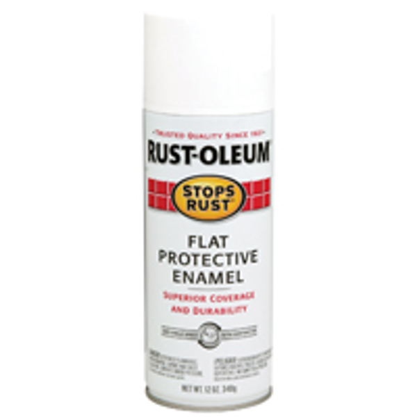 Rust-Oleum 7790830 Flat Spray Paint 12 Oz White Rust Protective Enamel