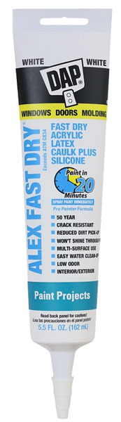 DAP INC 18408 Fast Dry Sealant 5.5 Oz Acrylic Latex Caulk White