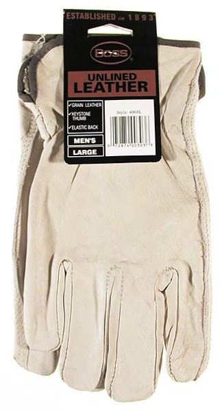 BOSS MFG CO 4068L Large Cowhide Leather Work Glove Natural Keystone Thumb Slip-On Cuff