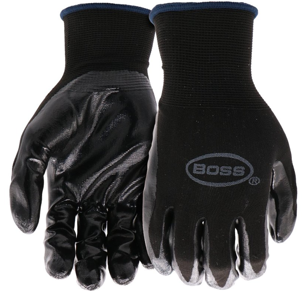 BOSS MFG CO B31191-L Large Gloves Black Nitrille Palm Nylon