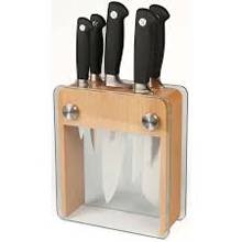 M20050 Knife Block Wood and Glass