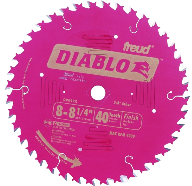 Diablo D0840X Saw Blade 8-1/4 In 40 Tooth Carbide Cutting Edge